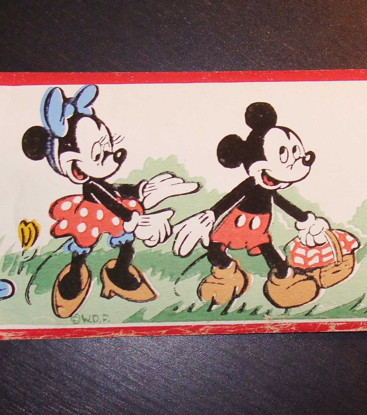 Vintage Mickey Mouse Wallpaper Border - Mickey and Minnie Go on a Picnic