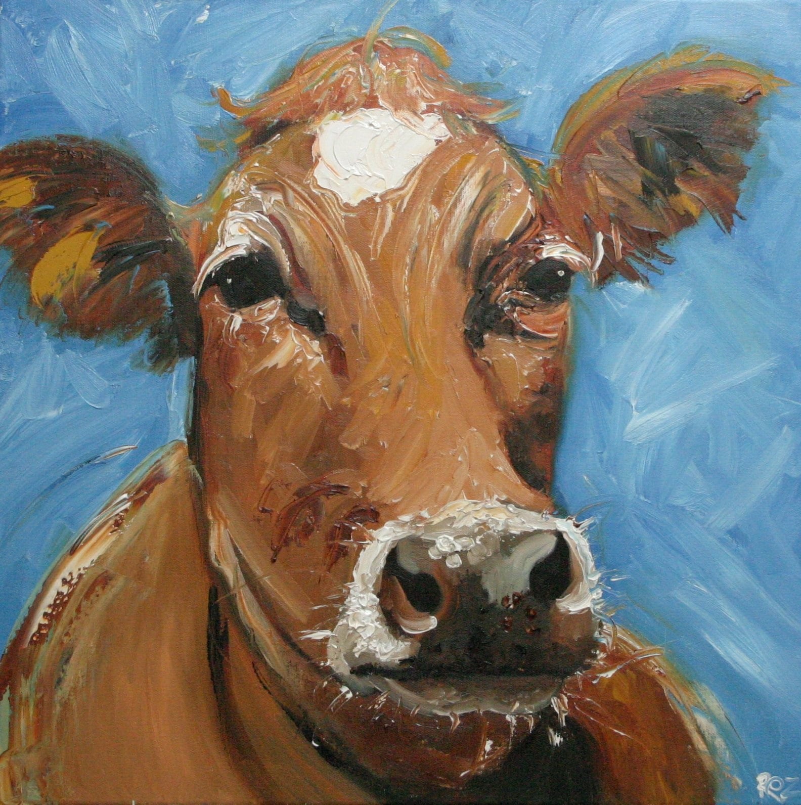 Cow 244 20x20 inch original oil painting by Roz
