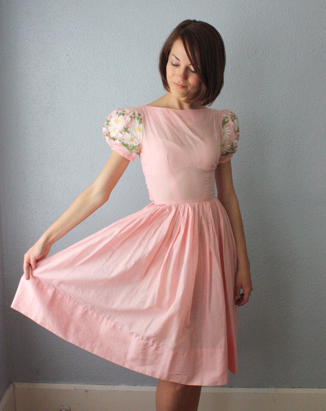 vintage 1950's pink party dress