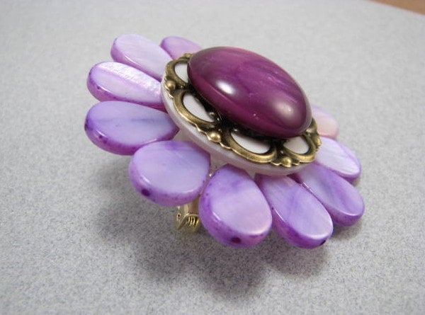  
Upcycled Blossom Brooches--Get your Spring on-Purple