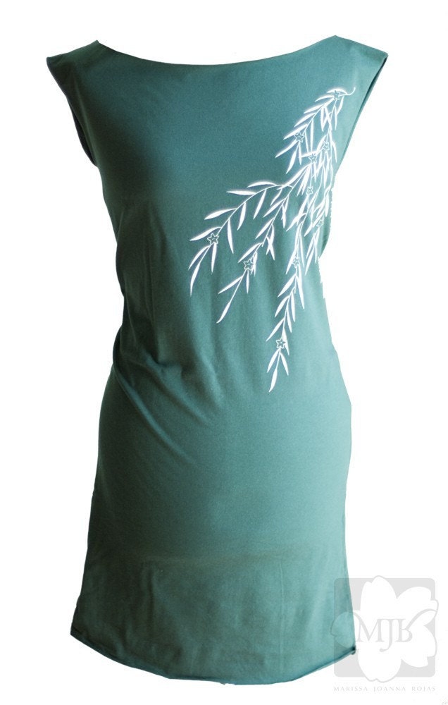 Forest Green Screen Printed T-Shirt Dress - Sizes Medium Large