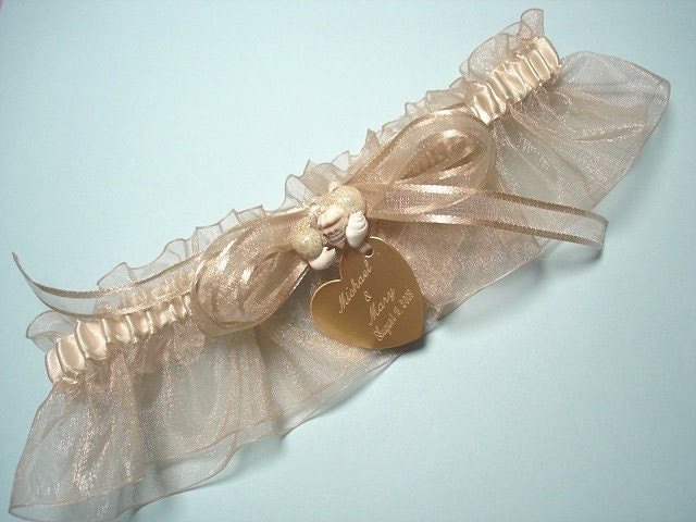 Champagne bridal garter