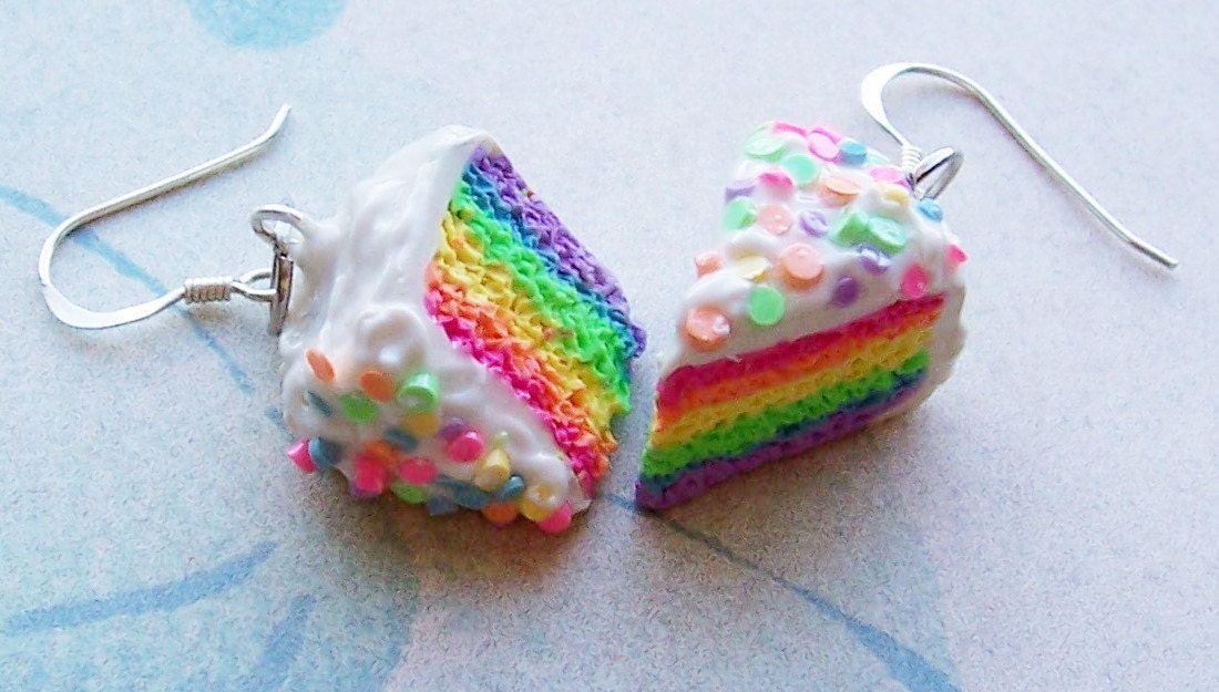 Polymer Clay Rainbow Cake Earrings and Necklace Set with Free Shipping