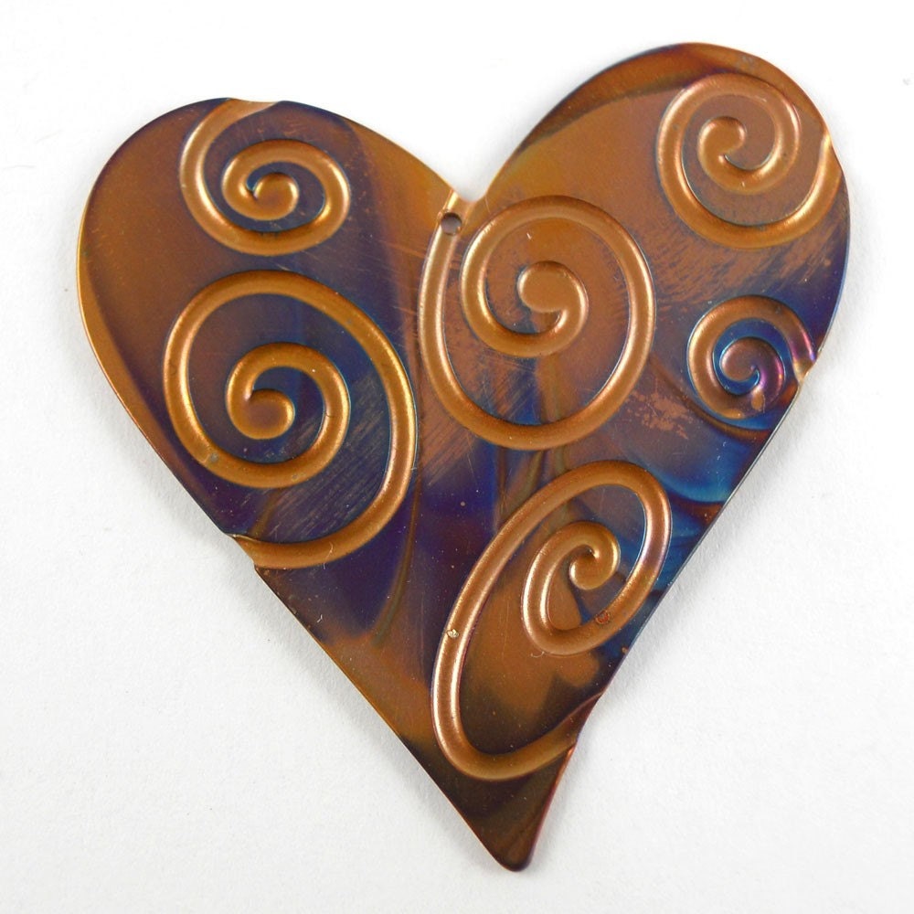 Pendant Size Spiral Pattern Copper Heart