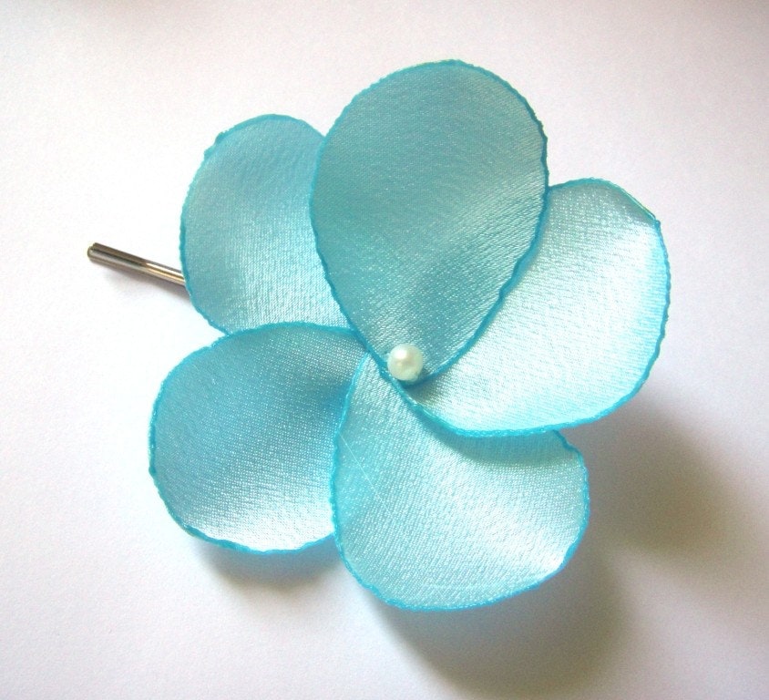 aqua blue rose blossom wedding flower bobby pins