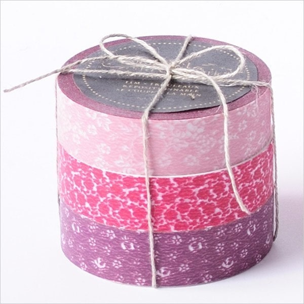Sale-Japanese Masking Tape-3 roll set-Coffret du Couturier-Pink Set