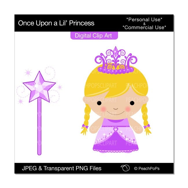 Once Upon a Lil Princess - Blonde Hair - Digital Clip Art - cute design 