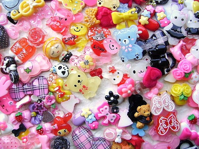 WHOLESALE Cute Japanese 200 Cabochons Charms BIG Set Mix Pack A 