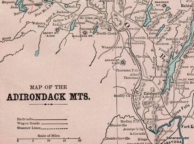 adirondacks mountains map. 1897 Map of the Adirondack