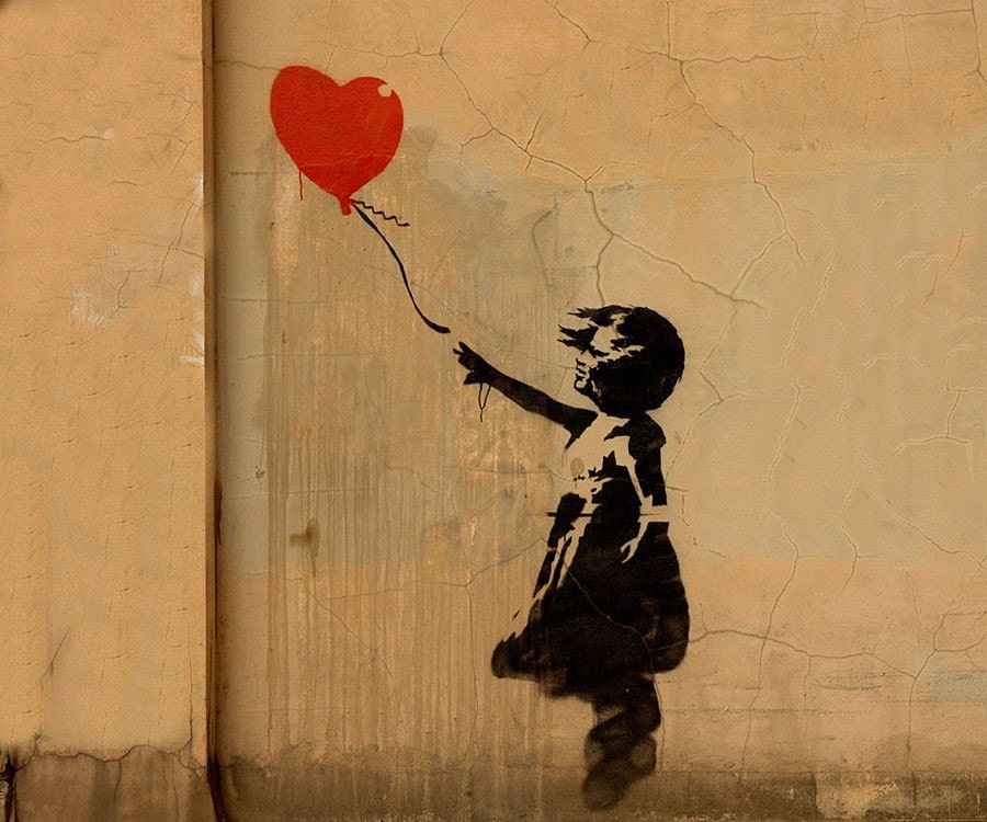 banksy art balloon. Bansky Graffiti Art - Girl