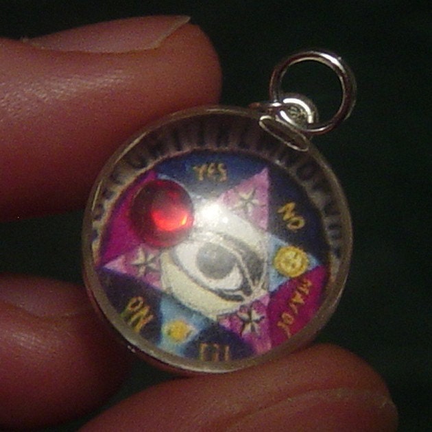 Mechanical Ouija Board with Moving Planchette Bubble Charm. From LuckyWishesCharms
