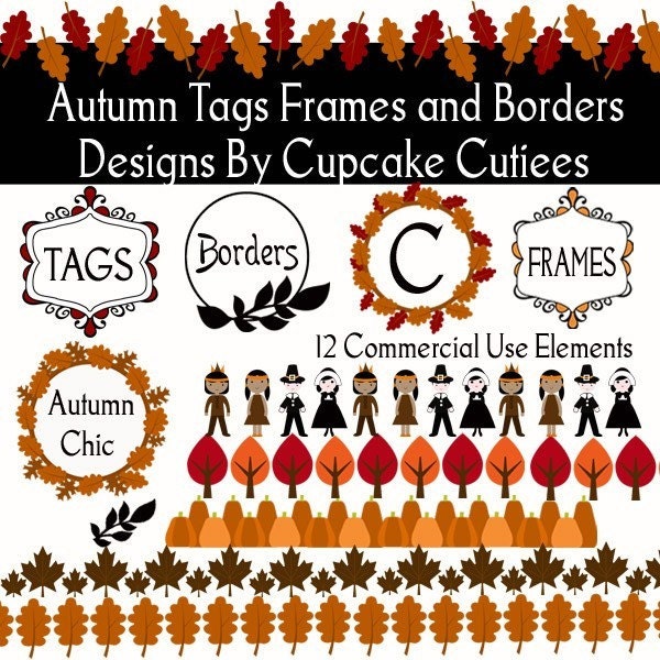 Clip Art Frames Borders. Autumn Frames Borders Clipart Digital Clip art for Cards, Paper, Invites,