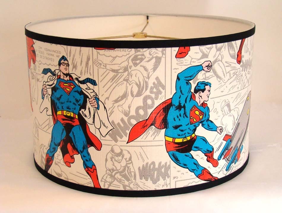 wallpaper drum. Vintage Wallpaper Drum Shade 1970#39;s Superman the Man of Steel. From Fondue
