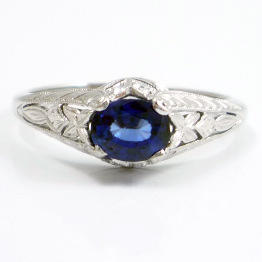 art deco engagement rings sapphire. Antique Platinum Art Deco