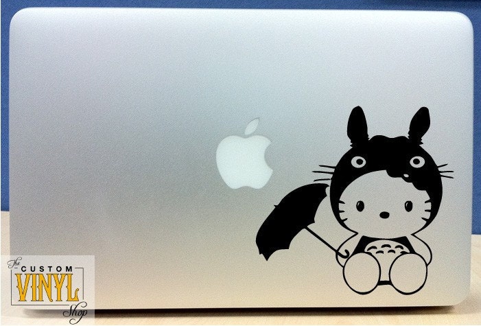 Hello Kitty in Totoro Costume - Macbook / Laptop / Wall Vinyl Decal Hello Kitty in Totoro Costume - Vinyl Macbook / Ipad Decal Sticker - Over 30