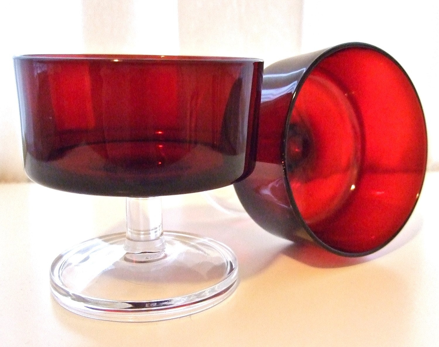 Ruby Red Vintage Dessert Aperitif Cups - Set of 2