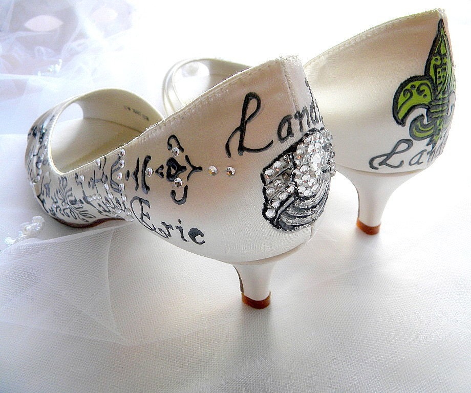 Added and all hand painted are the Family Heirloom on your wedding shoes