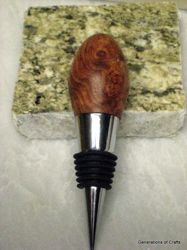 Wine Bottle Stopper - Amboyna Burl wood. From GenerationsOfCrafts