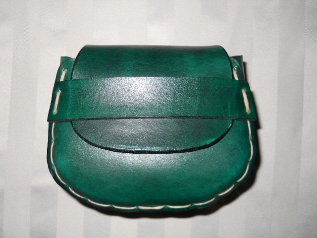 leather belt pouches. Green leather belt pouch for
