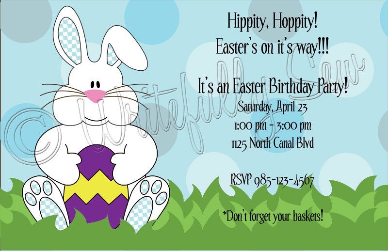 easter bunny pictures to print and color. Easter Bunny Invitation