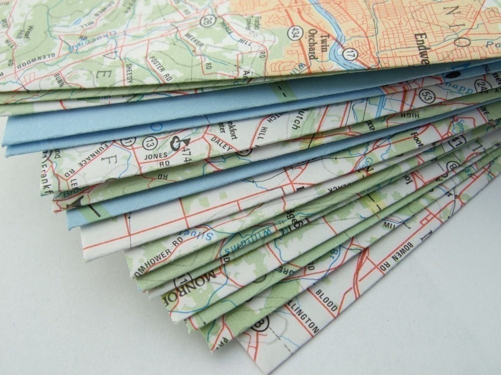 set of 12 recycled map envelopes