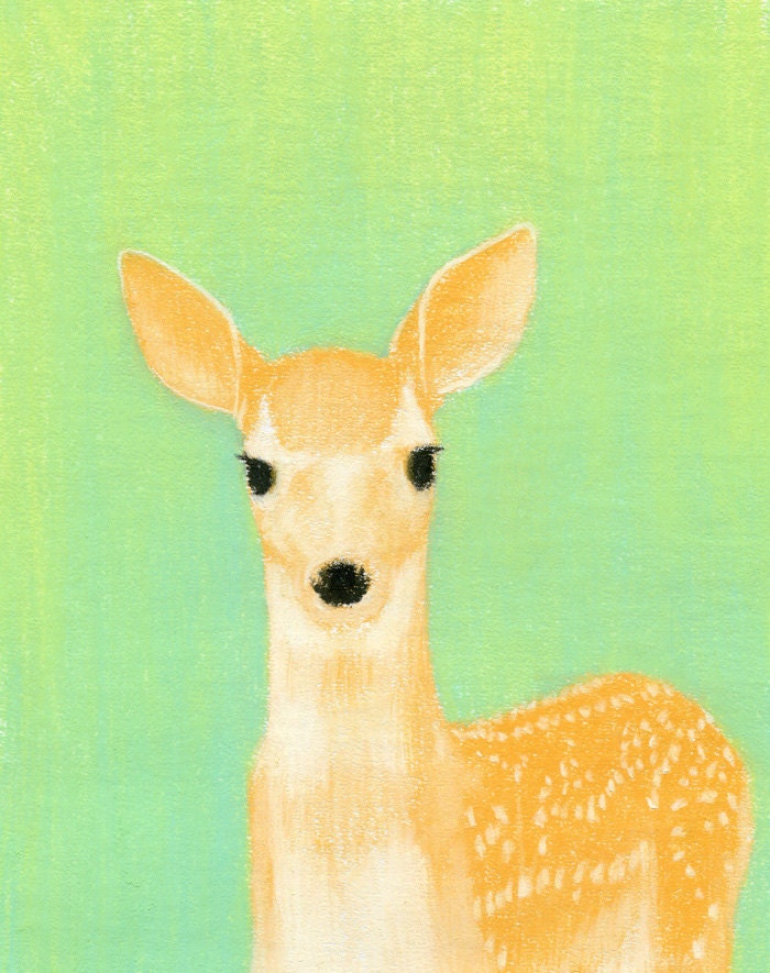 Deer Fawn Morning Glory - 8x10 Print - Deer Art