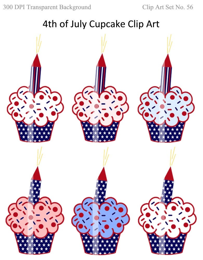clip art 4th of july. 4th of July Cupcakes Clip Art - Personal and Commercial Use 56