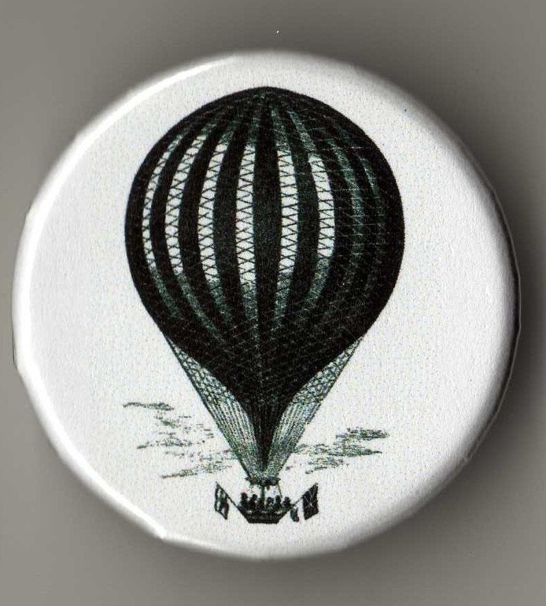 Hot Air Balloon - Pinback Button - Vintage Illustration. From printmakerjenn