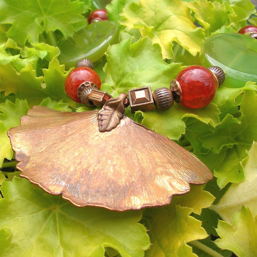Ginkgo and Copper Necklace