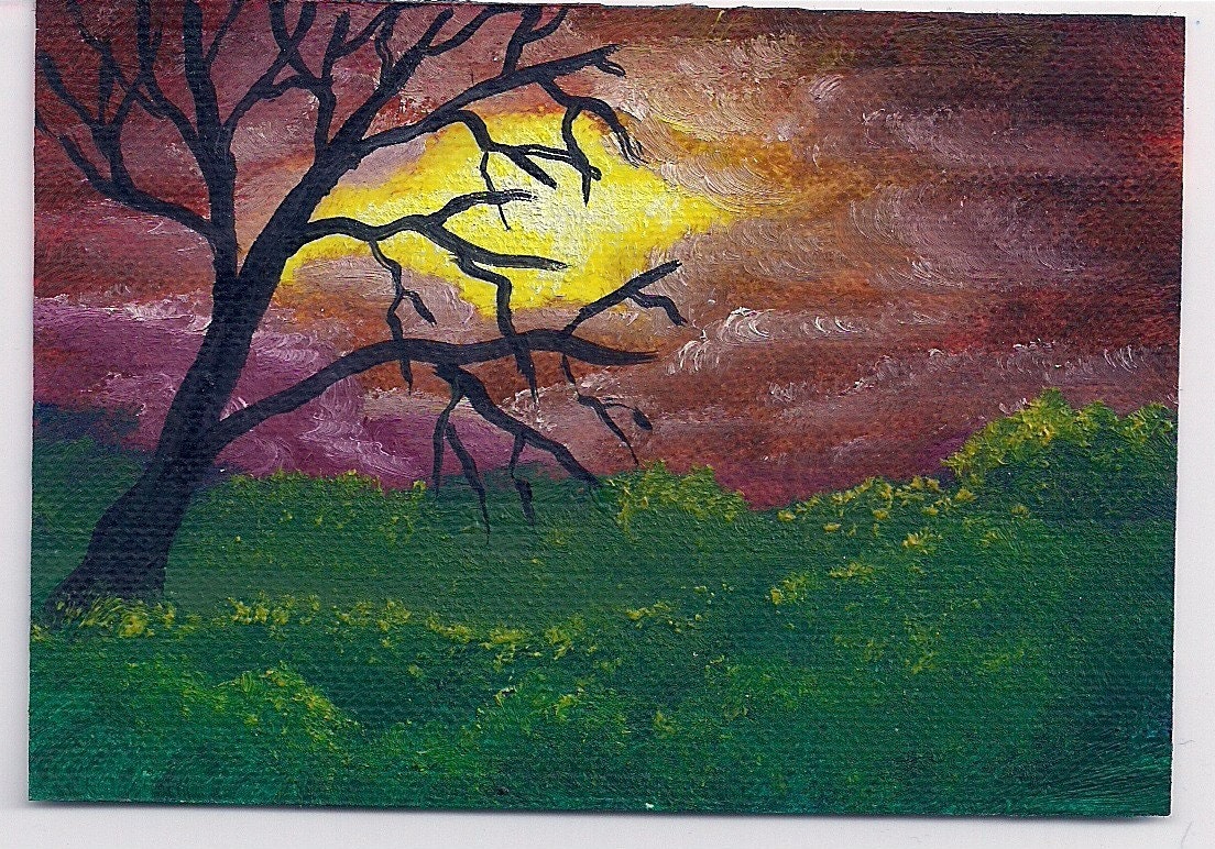 DCH Studio ACEO Painting with naked tree