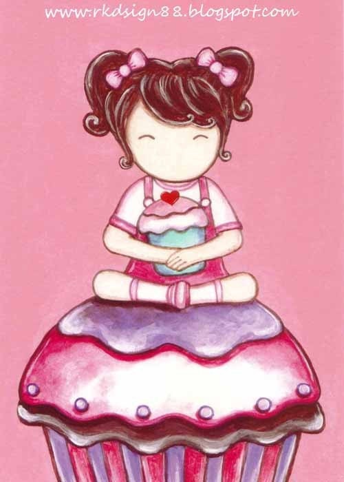  etsy cupcake heart love party girl painting drawing art print cute