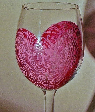 Tattooed Heart Wine Glass 