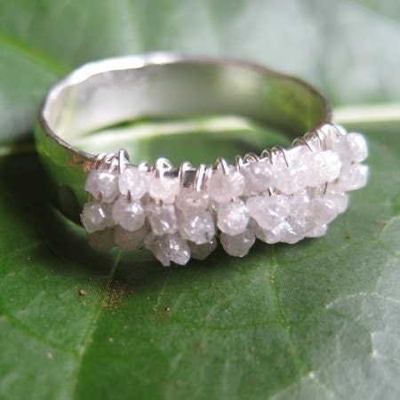 Rough Diamond and Fine Silver Forged Ring