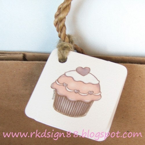 rkdsign88.blogspot.com etsy cupcake gift label candy printable pdf painting drawing art print cute whimsical reproduction tag notecard
