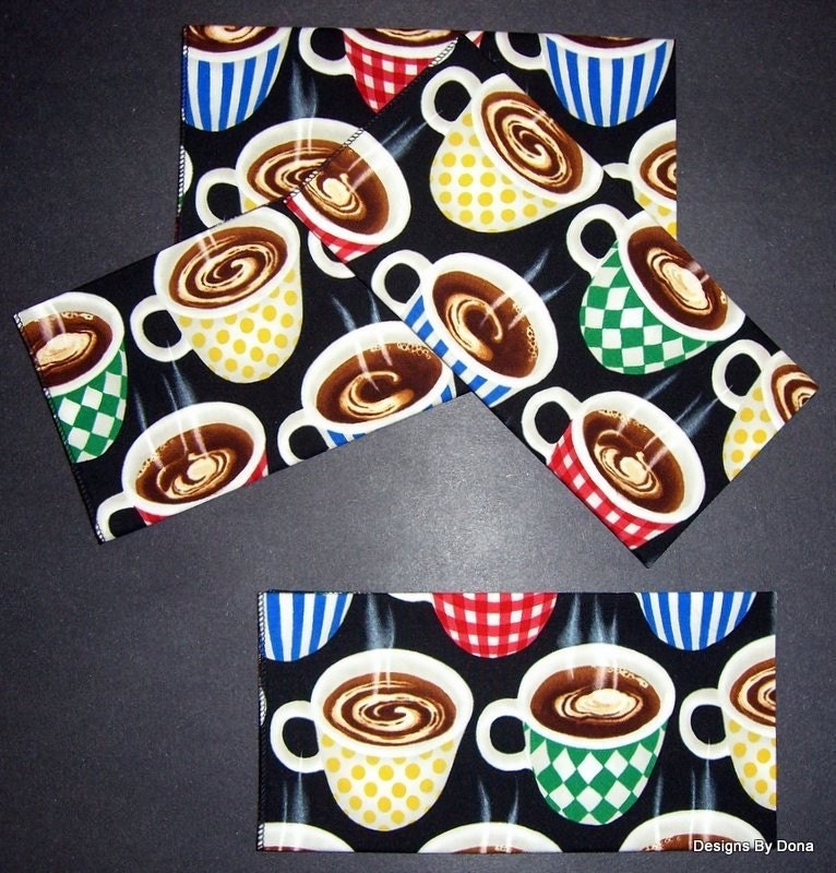 Napkins, set of 4, Mod Coffee Cups, 