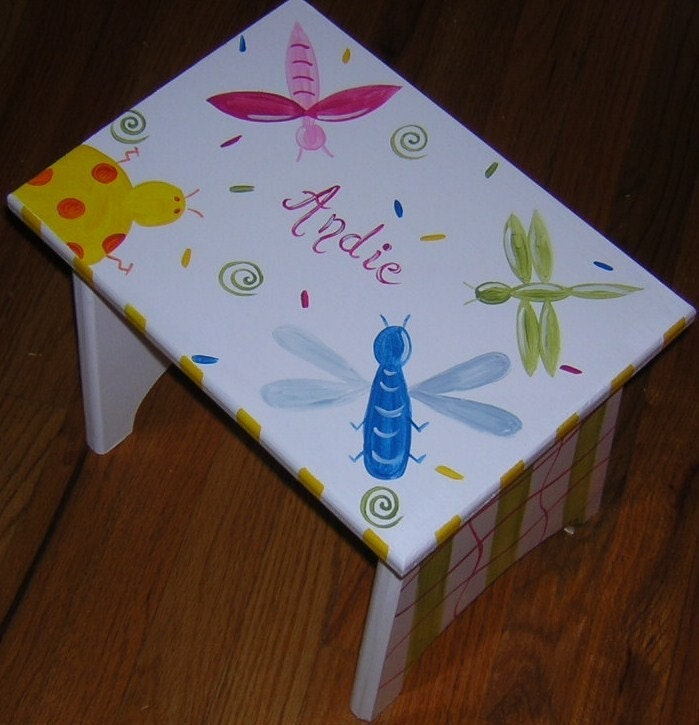hand-painted wooden step stool