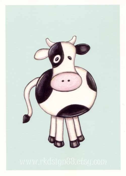 rkdsign88.blogspot.com etsy animal moo cow painting fun illustration nursery drawing art print cute whimsical reproduction