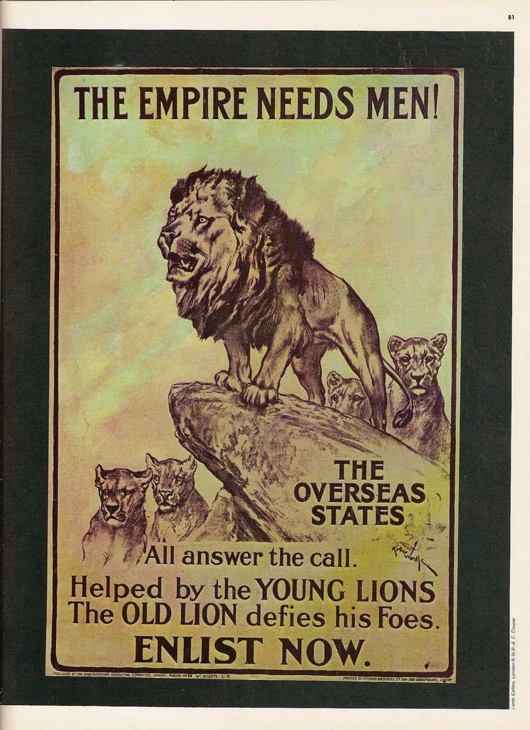 The EMPIRE Needs Men British World War 1 Propaganda Poster Color Plate Print