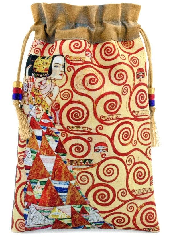 tree of life klimt. The Tree of Life. Klimt drawstring pouch in silk and satin.