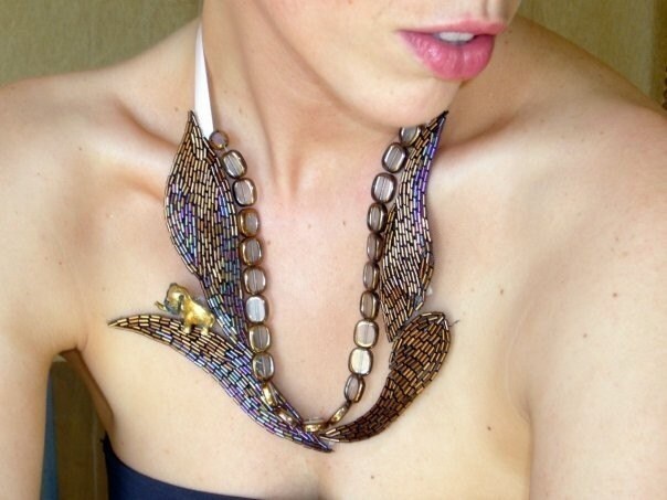 gold statement necklace. Copper and Gold Statement