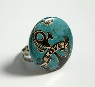 Anchor Sparrow Tattoo Choose Ring
