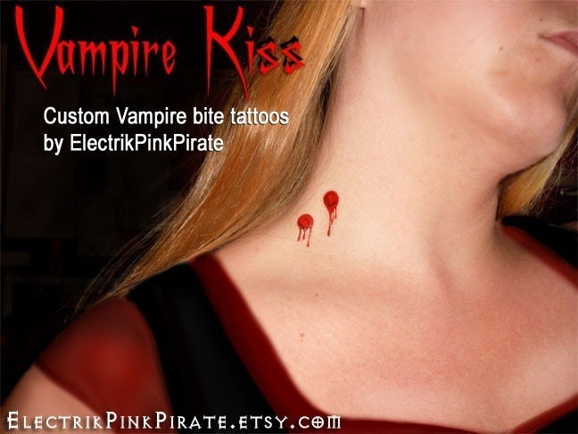 Vampire Kiss Temporary blood bite wound tattoos. From ElectrikPinkPirate