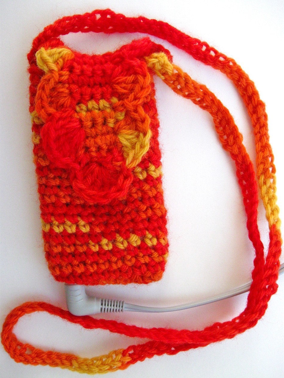 Single Crochet Texture Small Drawstring Bag or Cell Phone Pouch