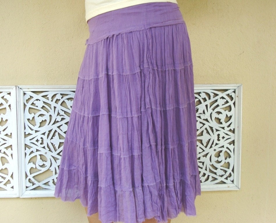 Raw Edge Purple long Skirt This