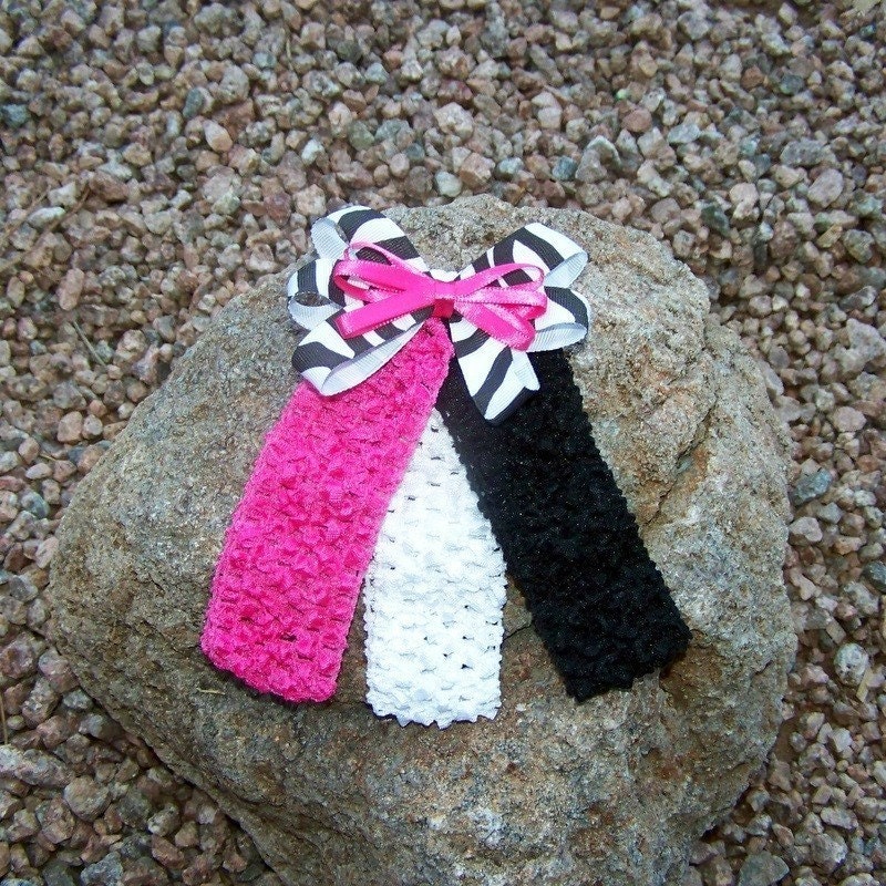 Zebra Print Bow with Hot Pink 
