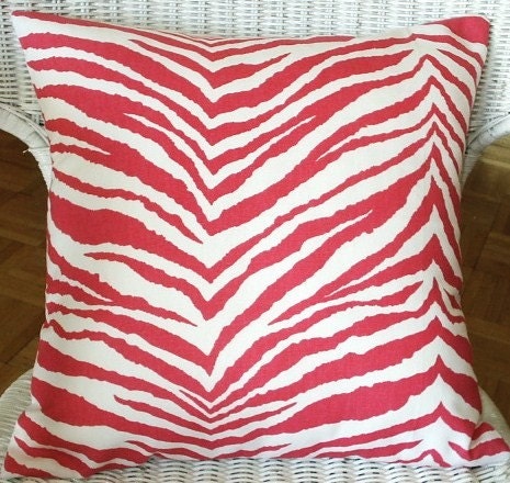 16x16 Pillow - Hot Pink and White 