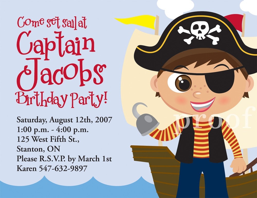 Pirate Boy Birthday Invitation 