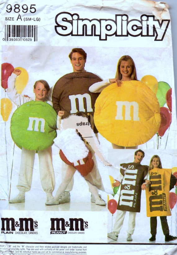 Sewing Pattern Simplicity 9895 m&m's  Costumes Size Small - Large  Uncut Complete