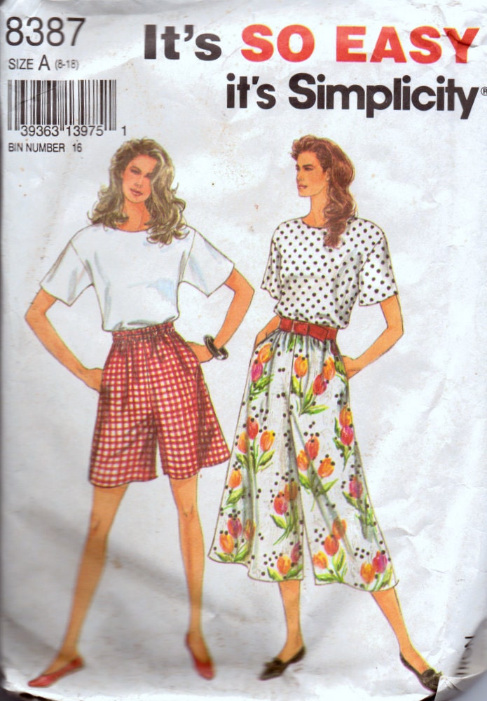 Sewing Pattern Simplicity 8387 Easy to Sew Top and Split Skirt Misses' Size 8-18 Waist 24-32 Uncut Complete