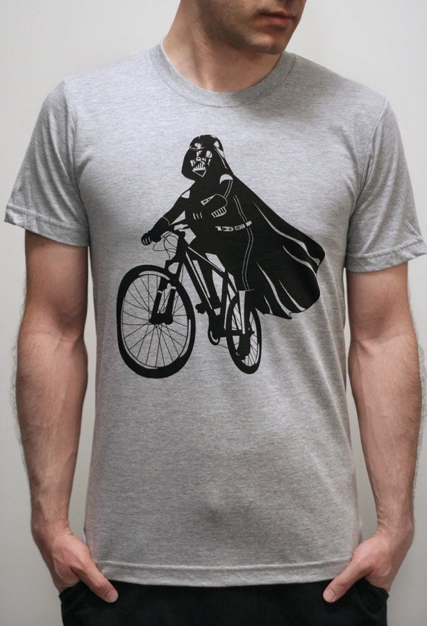 Darth Vader is Riding It - Mens / Unisex T Shirt  printed with ECO ink ( Star Wars Darth Vader bike shirt)